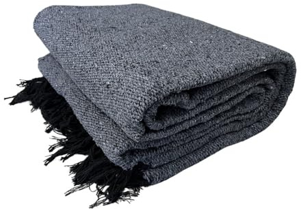 Open Road Goods Handmade Solid Color Yoga Blanket - Thick Mexican Blanket or Throw - Made for Yoga! (Charcoal Blanket)