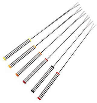 Cabilock 6pièces Fourchettes à Fondue Acier Inoxydable Avec Poignée Isolante Pour Chocolat Fromage Et Guimauves