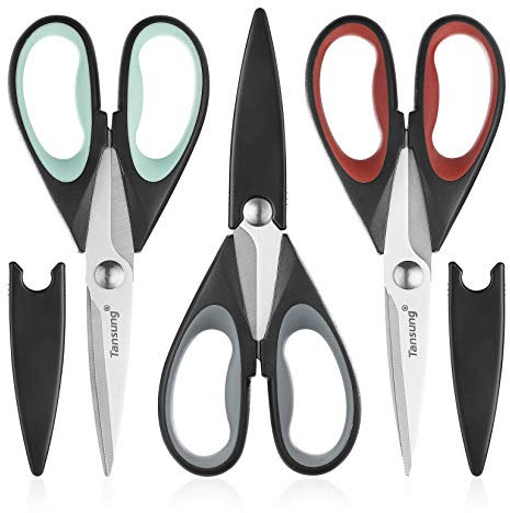 TANSUNG Set Forbici Da Cucina,Confezione da 3 Pezzi Forbici da Cucina Resistenti,Forbici da Cucina Multifunzionali con Copertura Protettiva, Per Pollame, Pesce,Carne,Verdure