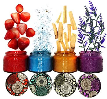 9th Cloud Design Duftkerzen im Glas- Duftkerzen Geschenk Set im glas. sojawachs kerzen 4er set, bis zu 100 stunden brenndauer, Aroma Kerzen im glas, weihnachtsgeschenke. Sojawachs kerzen & teelichter