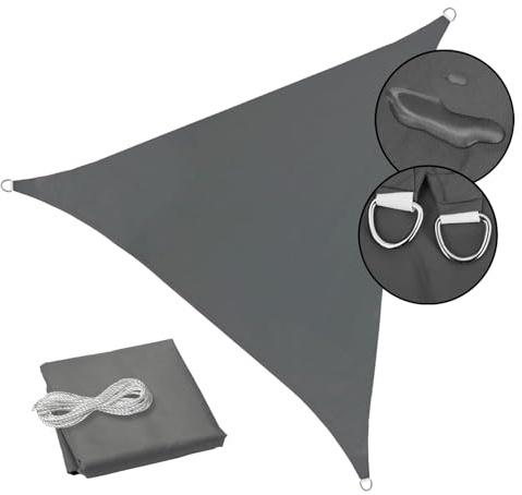 SVITA Sonnensegel dreieckig wasserdicht 160g/m² UV-Schutz Sonnenschutz Garten Balkon Befestigung Dunkelgrau 5x5x5m