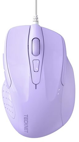 TECKNET USB Wired Mouse, 6400 DPI with 4 Adjustable DPI, 6-Button Optical Mouse, Ergonomic Design for Laptop, Chromebook, PC, Desktop, Mac, Notebook