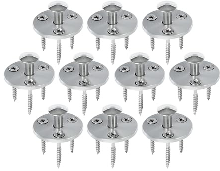 Piton Douille Rétractable + 3 Vis - pour Fixation bâche Couverture de Piscine sur Plage Bois - Alu/INOX - Lot de 10 pièces - POOLCO