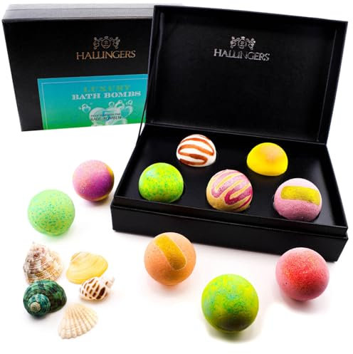 Hallingers Luxury Bath Bombs - Green - 5er Badebomben Geschenkset mit fünf Bathbombs, fix & fertig als Geschenk verpackt (Set) - Geschenkideen Weihnachten & Geschenke Adventskalender | Glückwunsch Glü