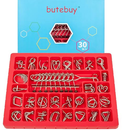 Hinourisha 30 Stück Metall Knobelei IQ-Spiele Set, Knobelspiele für Erwachsene und Kinder Geduldspiele IQ-Spiele 3D Brain Teaser Puzzle, Brainteaser, Mini Metallpuzzle Spiele Spielzeug Geschenk