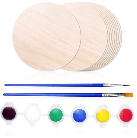 10 Trucioli di Legno da 10 cm, Set di Strumenti per Pittura, Dischi Lucidati Tagliabili, Tavole da Intaglio per Fai Da Te e Artigianato