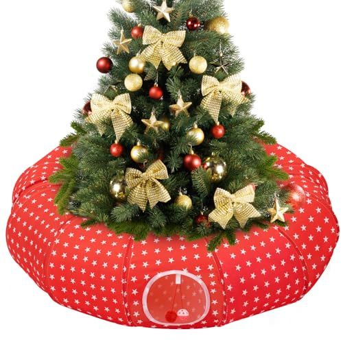 Pawaboo Letto a Tunnel per Gatti Sotto l'Albero di Natale, 35,4 Tunnel Giocattolo per Gatti a Cerchio con Palla, Tunnels Decorativo Natalizio Pieghevole a Tubo per Gattini (Stella Rossa)