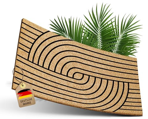 ElbFuchs® Paillasson Coco | 60x40cm [Extra Durable & antidérapant] | Paillasson Exterieur Entree et intérieur Entree Original | Paillassons pour entrée | Lignes