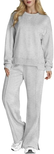 SotRong Tuta da Donna Set Completo Comodo Abbigliamento da Casa Set con Scollo a Giro Coordinata Set Solido Semplice Tuta da Jogging Due Pezzi Autunno Inverno Casual Outfit Oversized Abbigliamento da