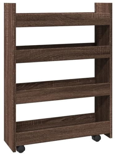 vidaXL Carrello Stretto a 4 Livelli Rovere Marrone in Truciolato