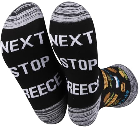 JXGZSO Greece Symbols Souvenir Socks Next Stop Greece Socks Greece Trip Gift Greece Travel Lover Gift Greece Vacation Gift
