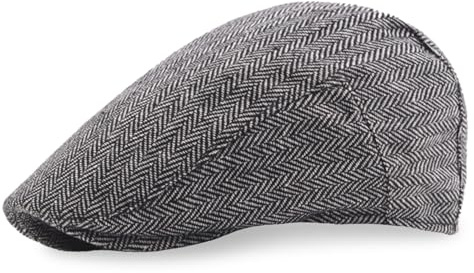 EUPSIIU Gorras Planas Boinas de Tweed, Casquillo Plano Sombreros Boinas, Ajustable Al Aire Libre Gorra de Vendedor de Periódicos Casual, Vintage Gorra Irlandesa Ajustable Cabbie Gorras(Gris)