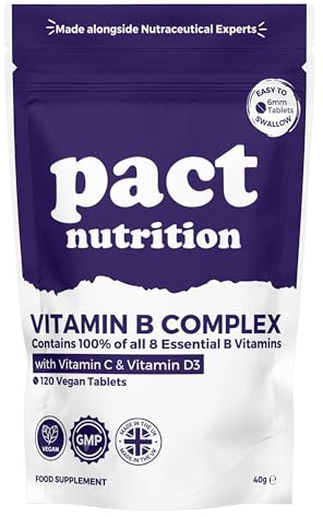 Vitamin B Complex High Strength – All 8 B Vitamins (B1, B2, B3, B5, B6, B7, B9, B12) + Biotin & Folic Acid – with Vitamin C & D3 – 120 Vegan Tablets – Energy, Tiredness & Immunity Support