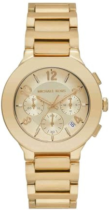 Michael Kors Reloj Gramercy para Mujer, Movimiento cronógrafo de Cuarzo con Correa de Acero Inoxidable, 40 mm, Tono Oro