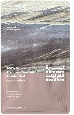 Numeira Polvere di fango del Mar Morto 100% pura, ricca di minerali, esfoliante delicato per viso, scrub e maschera, pulizia dei pori e disintossicazione della pelle, 1 kg