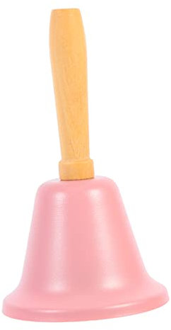 Homoyoyo Pinke Handglocke Aus Metall Mit Holzgriff - 12 cm – Lautstarke - Klare Rufglocke Für Weihnachtsdekoration Hochzeiten Abendessen Und Schulen