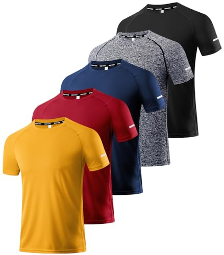 Boyzn 1, 3, 5 eller 7-pack träningströjor för män, torr passform fukttransporterande t-shirt, gym atletisk kortärmad t-shirt