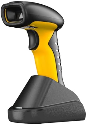 NETUM Escáner Código Barras Industrial 2D QR Bluetooth con Base, Lector Inalámbrico 1D/2D, Batería 2600mAh, Resistente Golpes Polvo, Manos Libres Windows Mac Android iOS (RD-1202W)