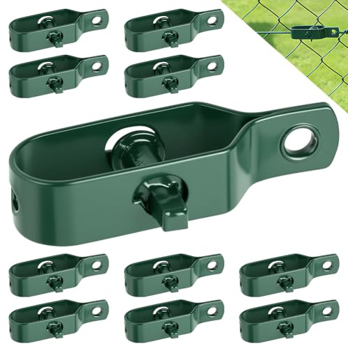 URAQT 10 Piezas Tensores de Alambre, 98mm Tensores Vallas, Tensor de Alambre Galvanizado de Verde, Tensor de Alambre con Trinquete Cuadrado para Tela Metalica, Vallas, Cable Tensor, Emparrados, Jardin
