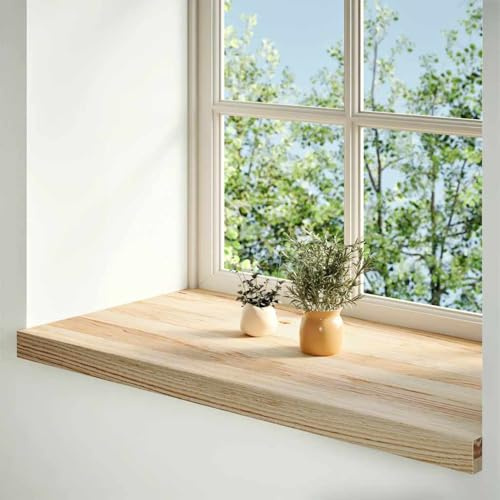 Fasba Fensterbank Eiche Massivholz, Unbehandelt 80x40x2 cm Naturholz Fensterbrett für Wohnzimmerdekoration Raumgestaltung
