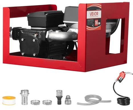 VEVOR Kraftstofftransferpumpe, elektrische Diesel-Transferpumpe, 60L/min, mit Durchflussmesser, automatisch abschaltender Kraftstoffdüse, 2 Schläuchen, 13,7m Förderhöhe, für Kerosin, Biodiesel