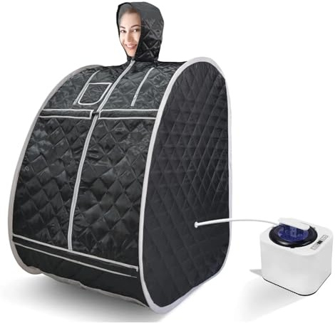 Personlig bärbar spabastu 2L&1000W ånggenerator Bantning Viktminskningsterapi Radiant Rejuvenator(Black)