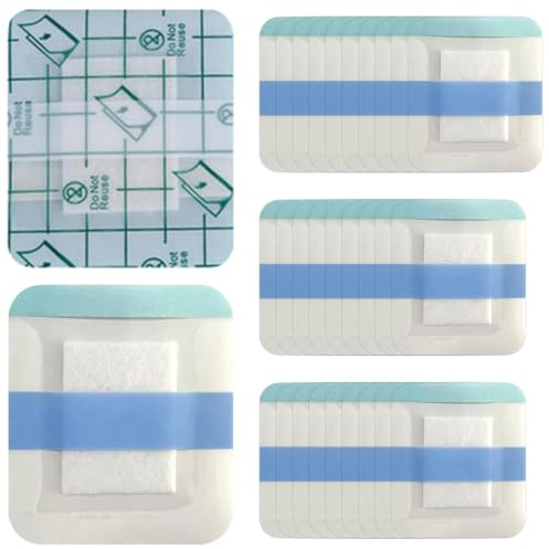 30 st sterila medicinska vattentäta förband kärna bomull membran PU vit 6 x 7 cm, transparent klädsel, andra skinn, vattentätt transparent skal