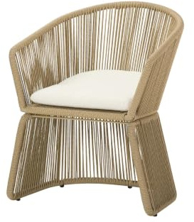 Alexandra House Living Sillón Mimbre PS y Metal Natural/Negro 68 x 83 x 59 cm