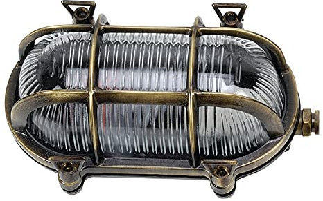 Licht-Erlebnisse Wandleuchte SKIATHOS Messing Glas IP64 Maritim Außenwand edle Terrassenlampe Haus Haustür