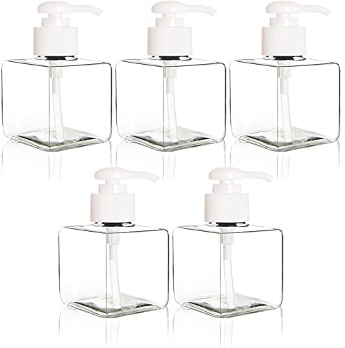 Youngever 5er Set Pumpflaschen aus Kunststoff 250ML, Nachfüllbare Pumpflaschen aus Kunststoff (Klar)