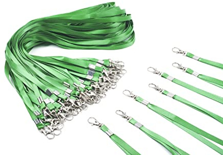 Set Collana Clip in Metallo - Cordino per Porta Cartella Verde, 100