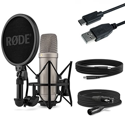 Rode NT1 5th Generation XLR - Micrófono de estudio USB + cable USB tipo A-C