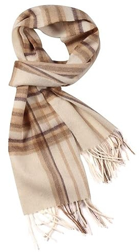 Temminc Merino Wool Plaid Scarf,Thick Soft Winter Wrap for Men Women
