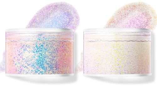 LOPHE Body Glitter Gel - 2 Pack Vibrant Face & Body Sparkle for Festival, Rave, Cosplay - Reflective Mermaid Cosmetic Glitter for Lips, Hair, Skin - Long-Lasting Shimmer Gel Makeup