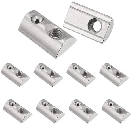 10 Stück Nutensteine M6, Nutensteine mit Kugel Nut 8, 30 Serie Nutenstein M6 Gewinde mit Federkugel, Schiebe T Nutsteine für 3D Drucker, CNC, Aluminiumprofil-Extrusionsschlitz