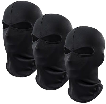 ATSNOSH 3 Piezas Pasamontañas de 2 Agujeros, Transpirable Máscara de Esquí para Hombre y Mujer, Bufanda para Motocicleta, Balaclavas