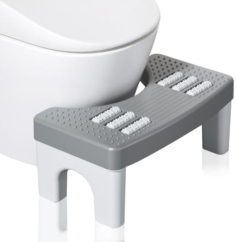 Cnwinu Toilet Stool,Toilet's Stool Squat for Bathroom,Poop Stools with Massage Function,As a Constipation Relief for Adults,Non Slip Toilet Footrest Suitable for Adults and Children(Grey)