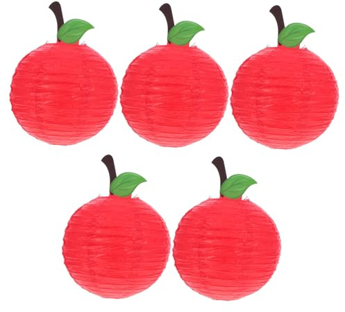 JOINPAYA 5 Piezas Farolillos de Manzana Rojos para Fiesta de Decoración Colgante para Cumpleaños y Celebraciones al Aire Linternas Temáticas de Frutas