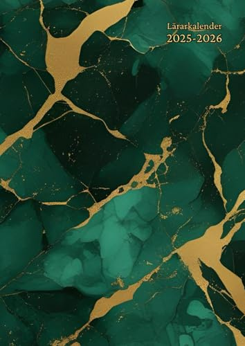 Lärarkalender a4: ( Grön och guldmarmor ) Veckoplanering - ämneslärare & Klasslärare - Stor Planeringskalender - Almanacka - För Förskolan, Skola, ... ... och Månadsvis - Gåva Till Kvinna & Man.
