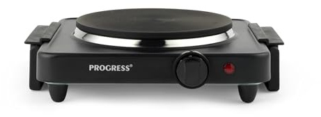 Progress Piastra Singola – Fornello Elettrico da 1500W con 5 Livelli di Calore, Piastra Portatile da 18,5 cm, Design Compatto Facile da Pulire e Piedini Antiscivolo, Ideale per Cucine Piccole