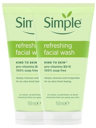 Simple Kind to Skin Facial Wash Gel 150ml, 2 Pack for Sensitive Skin