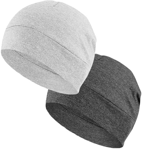 2 st Skull Cap, Mössor för Män och Unisex, Löparmössa, Cykling, Utomhusaktiviteter, Hjälmfoder, Sovmössa, Chemo Mössa (Mörkgrå, Ljusgrå)