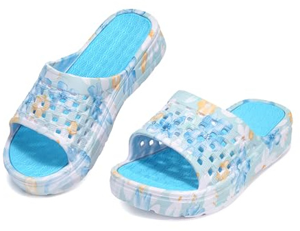JOMIX Ciabatte Donna Estive con Motivo Floreale Sandali Plateau in EVA Leggera Pantofole da Mare e Piscina Antiscivolo Comodi per Casa e Esterno