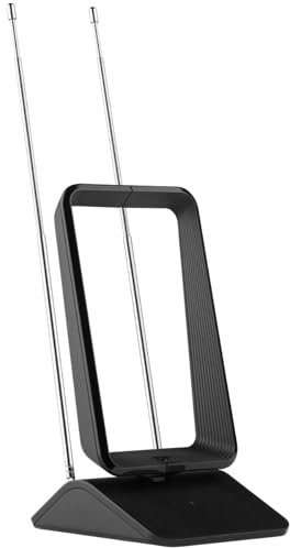 One for All DVB-T/DVB-T2 Indoor/Zimmerantenne – Full HD/HDTV Fernseher TV Antenne mit Verstärker - 0-25 km Reichweite – 1.5 Meter Koaxialkabel - UHF/VHF - Schwarz - SV9460