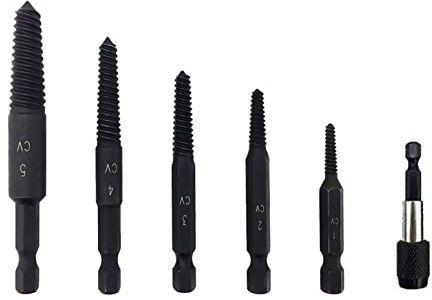 NORTOOLS 6pcs Damaged Screw Extractor set, Broken Bolt Extractor Set with 1/4 Quick Change Arbors Tool Kit Fine Thread Bad Screw Stud Remover for stripped Screws nuts & Bolts