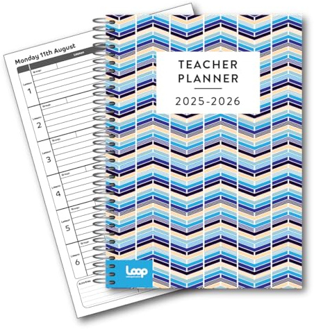 Dated Teacher Planner Aztec Blue Cover - 6 Lesson - A4 size 2025-2026