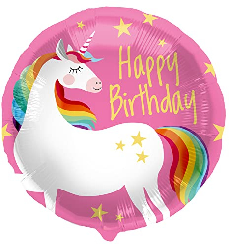Folat-Ballon aluminium 'Happy Birthday' Licorne Rose, 62995