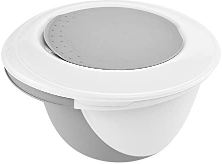 keeeper Set de boles de cocina 4 en 1, Con tapa antisalpicaduras y rascador de masa, Antideslizante, Camilla, Ø 27 x 15 cm + Ø 18 x 14 cm, 1,5 + 3,5 L, Gris Nordic