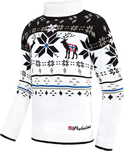 Nebulus Jersey para hombre Stag, suéter cálido, práctico y versátil, Blanco, 3XL
