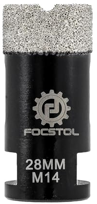 FOCSTOL Brocas Diamante - 28mm Corona Diamante para Porcelanico Baldosa Cerámica Mármol Granito Cuarzo para M14 Rosca Amoladora Angular